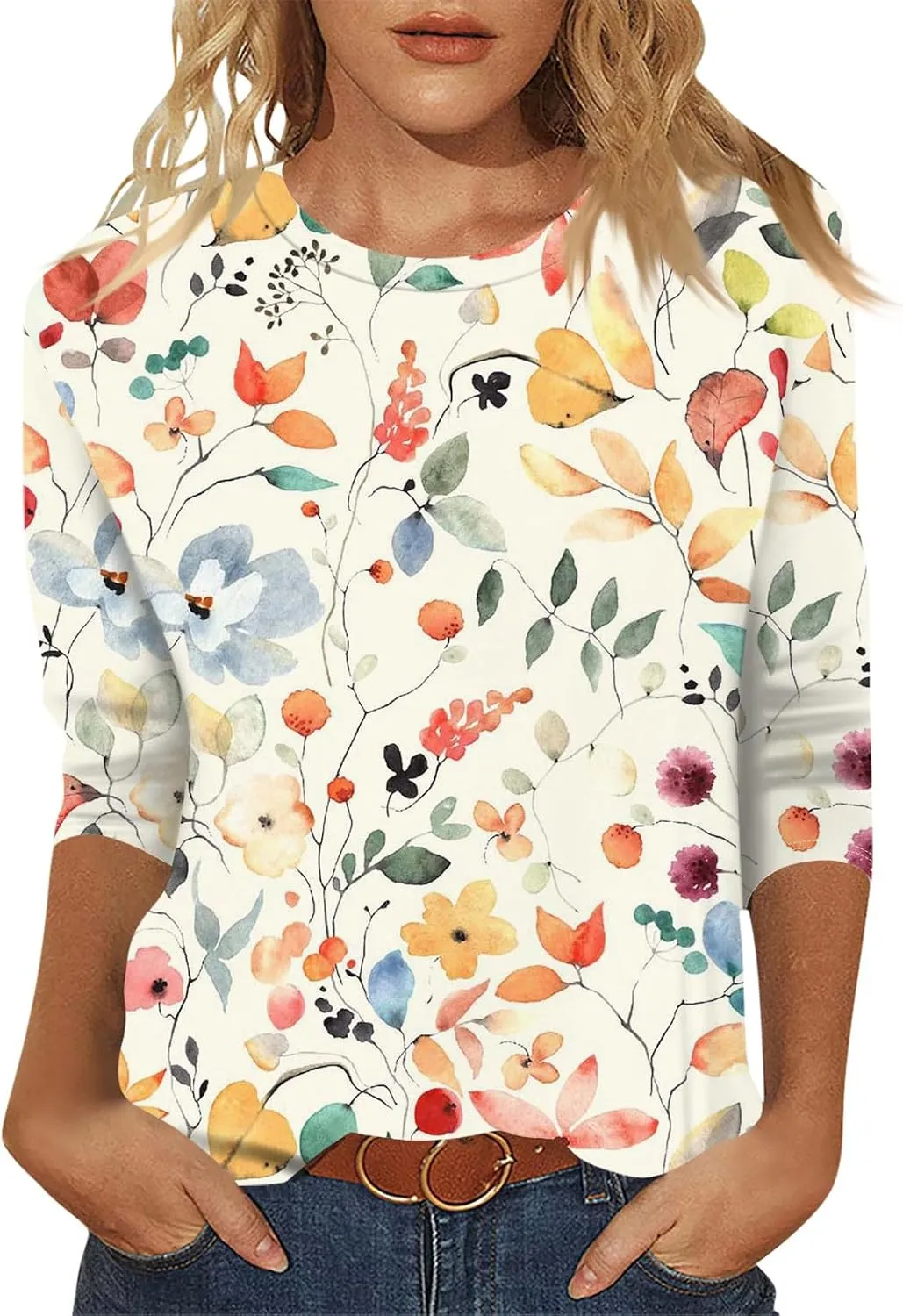 ChicCrate Womens Tops 3/4 Sleeve T-Shirts Crew Neck Loose Casual Tunic Blouses Fashion 2025 Shirts Graphic Tees