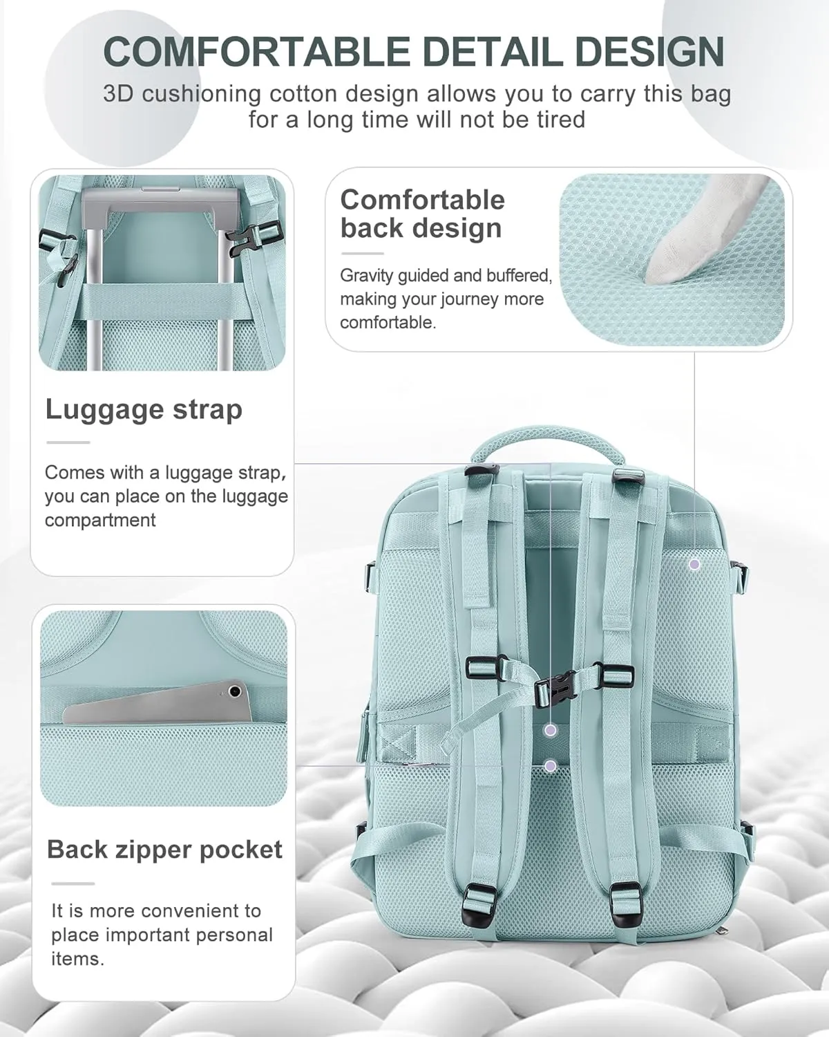 coowoz Large Travel Backpack Carry On for Women Man Gym Backpacks with Laptop Compartment Mochila de Viaje Teacher Personal Item Backpack Rucksack Airplane Accessories Must Haves Blue