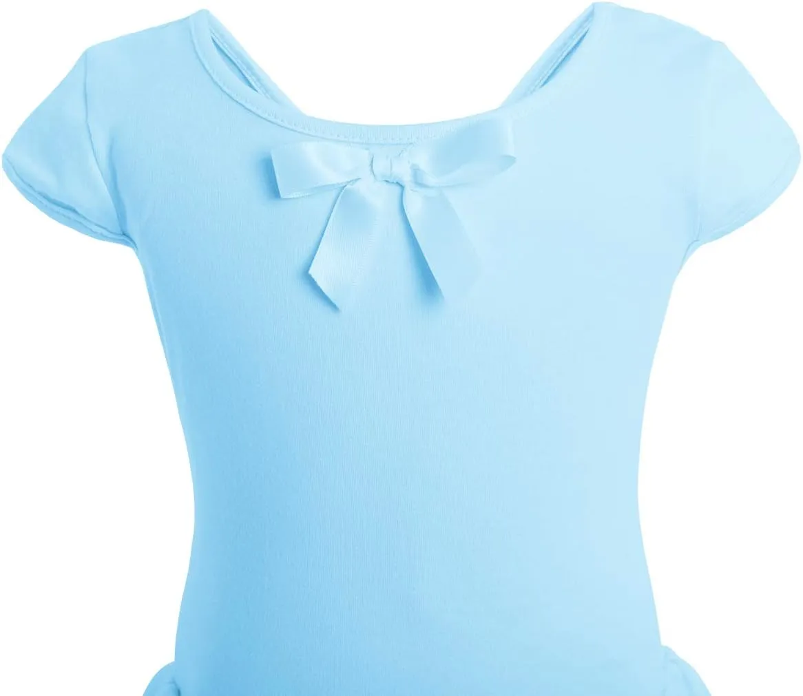 IBAKOM Girls' Raglan Cap Sleeve Leotard for Toddler Kids Gymnastics Dance Ballet Dress High Low Skirted Ballerina Dancewear