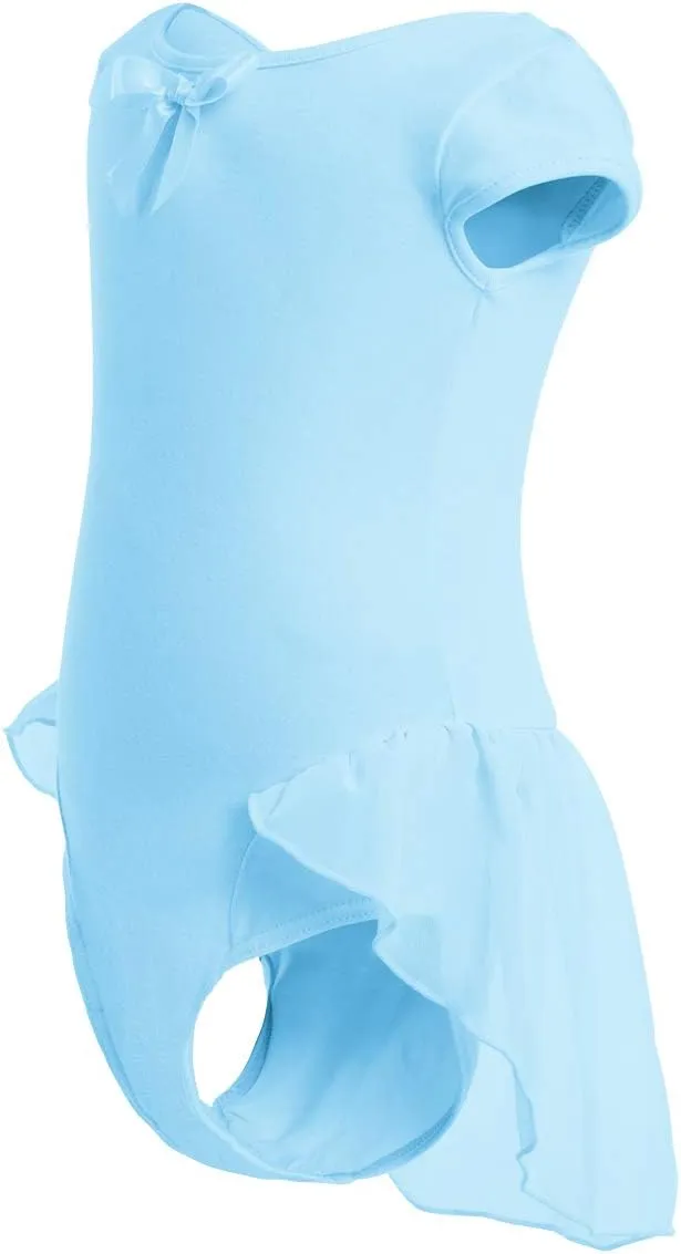 IBAKOM Girls' Raglan Cap Sleeve Leotard for Toddler Kids Gymnastics Dance Ballet Dress High Low Skirted Ballerina Dancewear