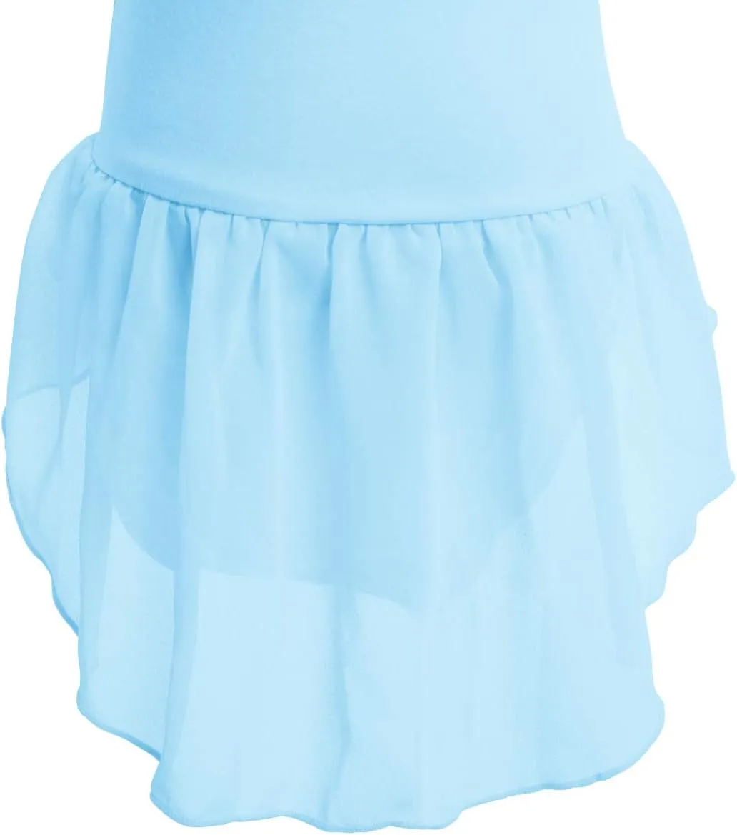 IBAKOM Girls' Raglan Cap Sleeve Leotard for Toddler Kids Gymnastics Dance Ballet Dress High Low Skirted Ballerina Dancewear
