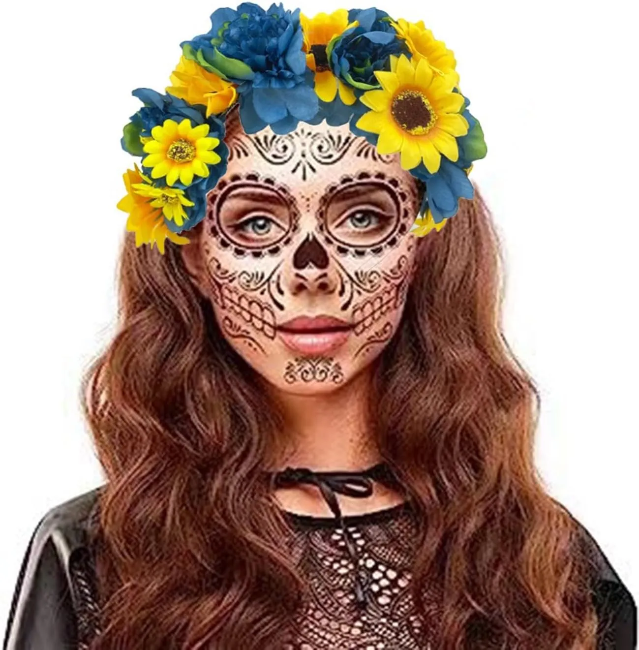 June Bloomy Women Mexican Flower Crown Headband Dia de los muertos Day of the dead Headpiece Party Costume