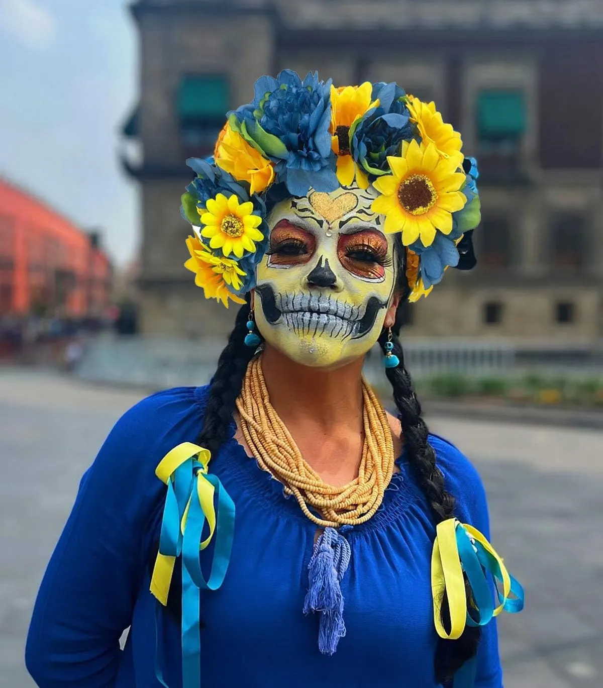 June Bloomy Women Mexican Flower Crown Headband Dia de los muertos Day of the dead Headpiece Party Costume