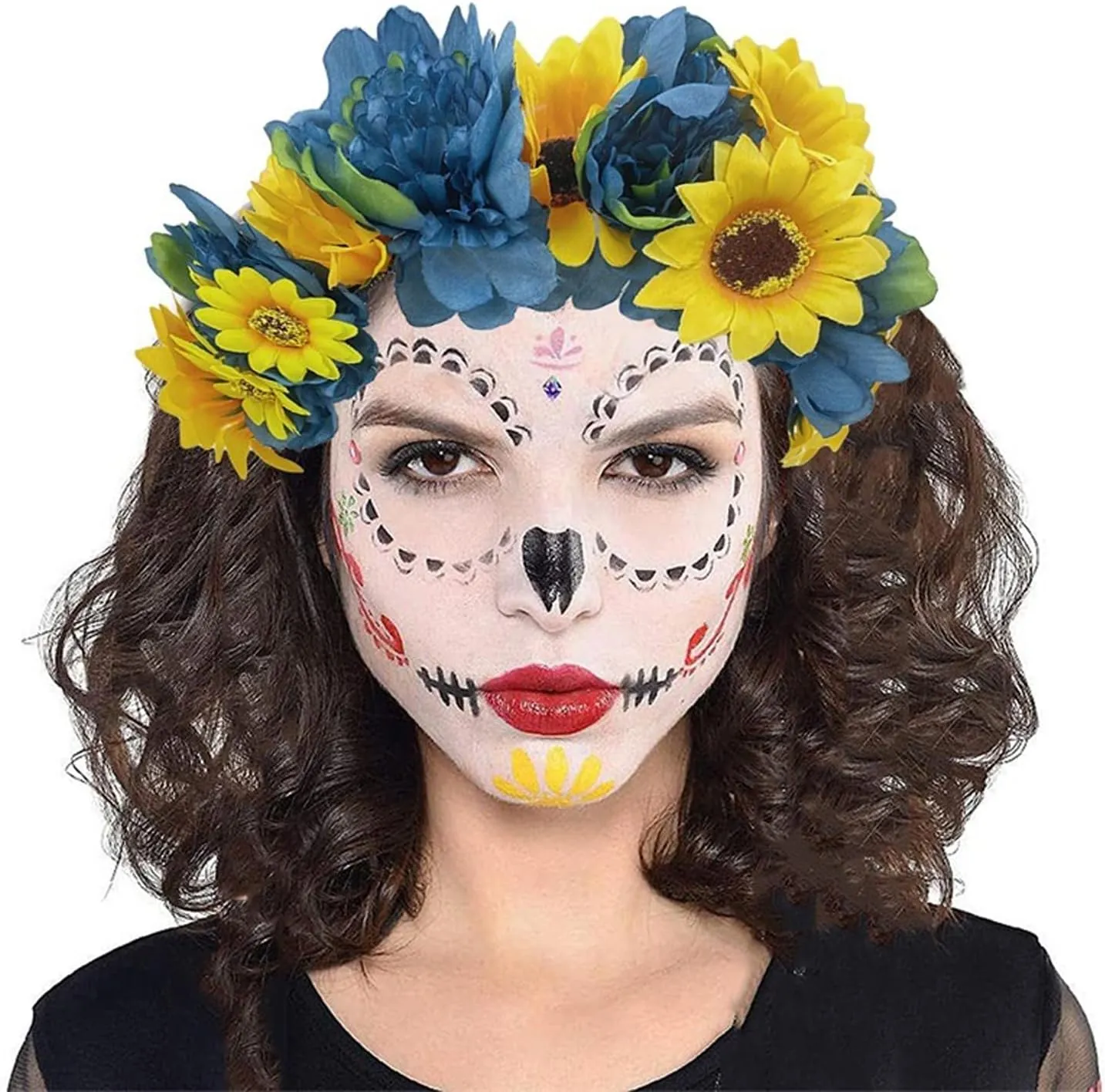 June Bloomy Women Mexican Flower Crown Headband Dia de los muertos Day of the dead Headpiece Party Costume