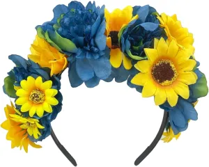 June Bloomy Women Mexican Flower Crown Headband Dia de los muertos Day of the dead Headpiece Party Costume
