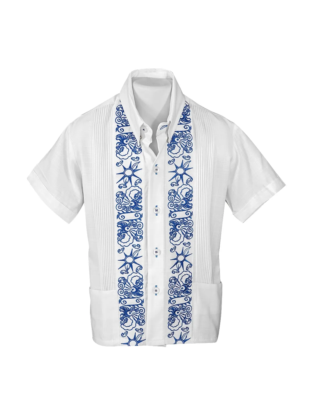 Kids White Clouds under Estrellas Azules Guayabera
