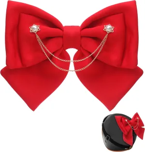 Motorcycle Helmet Bow Accessories for Women, Ski Large Adorable Lightweight Cute Fashion Ornament Accessory para Cascos Motos Accesorios for Motorbike Skating Snowboarding Activities Decoration (Red)
