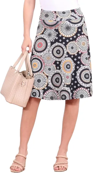Popana Womens Casual Knee Length A-Line Stretch Midi Skirt Plus Size