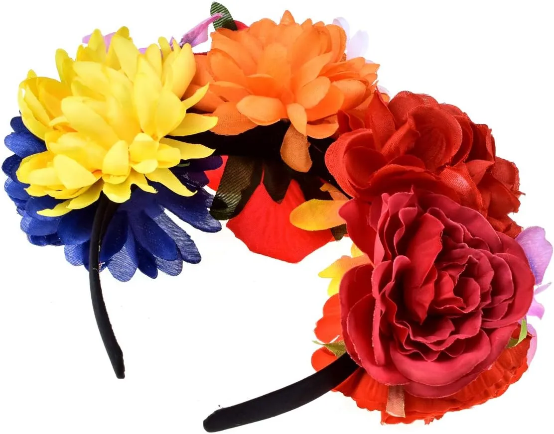 Rose Flower Crown Headband HalloweenCinco De Mayo Party Costume Headpiece NC26