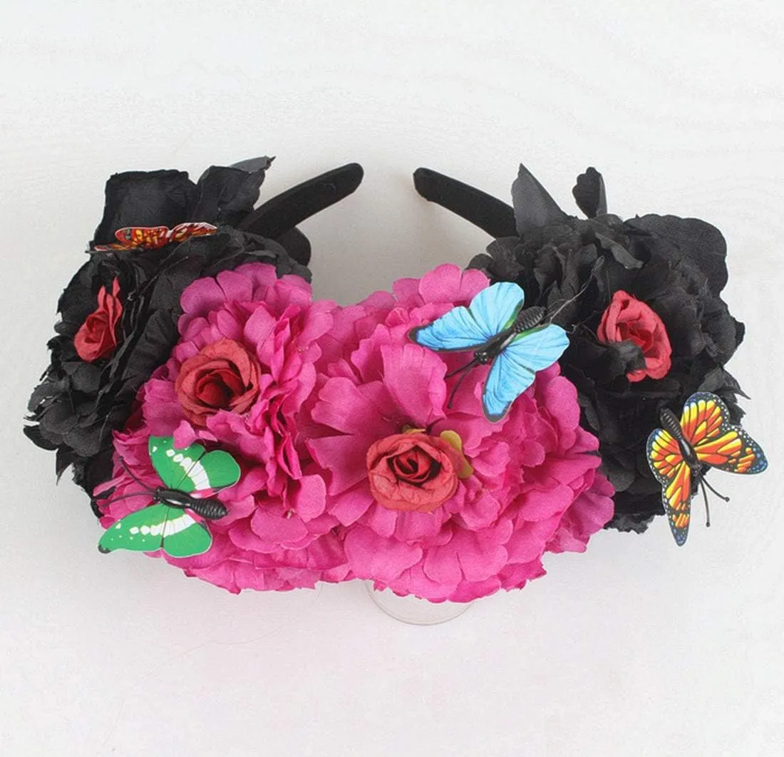 Rose Flower Crown Headband HalloweenCinco De Mayo Party Costume Headpiece NC26
