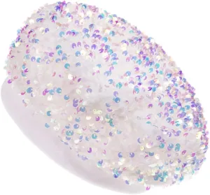 Sequined Beret for Women Fashion Hat Autumn Accessory Warm Cap Stylish Fedora h White