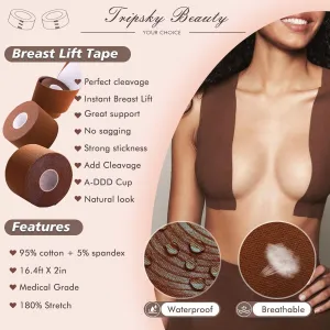 Tripsky XL Breast Lift Tape, BoobTape for Large Breasts,Body Tape for Fashion,Athletic Tape Boobtape &NippleCover for A-G Cup