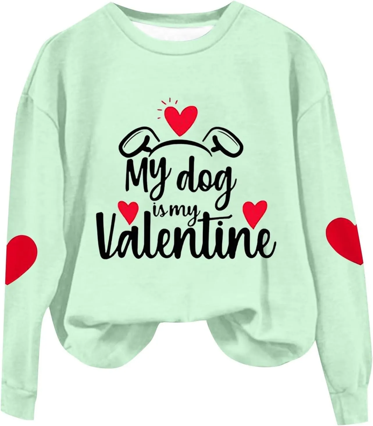 Valentines Day Shirts Women Love Heart Print Graphic Tees My Dog is My Valentine Long Sleeve Tops Dressy Casual