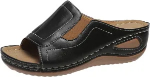 Womens Wedge Sandals Orthotic Comfort Walking Slides Platform Shoes Open Toe Slip On Summer Slippers with Arch Support